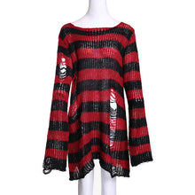 Load image into Gallery viewer, Rosetic Gothic Sweater Women Long Pullover Striped Loose Befree Winter Jackets Hole Sweaters Knitted Jumpers Sweter Mujer jersey