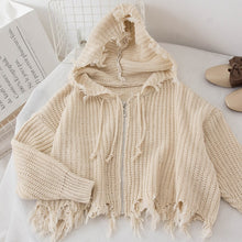 Load image into Gallery viewer, 2019 New Women's Sweater Black Beige Zipper Knitted Tops Female Casual Hole Street Wear Spring Fall Winter Clothes Women