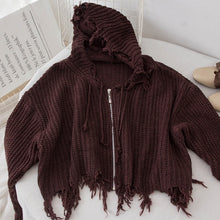 Load image into Gallery viewer, 2019 New Women's Sweater Black Beige Zipper Knitted Tops Female Casual Hole Street Wear Spring Fall Winter Clothes Women