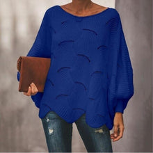 Load image into Gallery viewer, Fashion Hollow Out Women Sweaters Casual Femme Knitwear Sweaters Lantern Sleeve O Neck Loose Ruffle Women Pullover