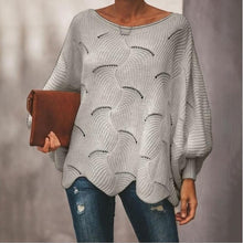 Load image into Gallery viewer, Fashion Hollow Out Women Sweaters Casual Femme Knitwear Sweaters Lantern Sleeve O Neck Loose Ruffle Women Pullover