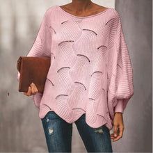 Load image into Gallery viewer, Fashion Hollow Out Women Sweaters Casual Femme Knitwear Sweaters Lantern Sleeve O Neck Loose Ruffle Women Pullover