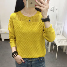 Load image into Gallery viewer, Woman sweater with round collar and loose lace hollow out FAIRY FASHION pullover in spring and autumn of 2019