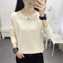 Load image into Gallery viewer, Woman sweater with round collar and loose lace hollow out FAIRY FASHION pullover in spring and autumn of 2019