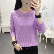 Load image into Gallery viewer, Woman sweater with round collar and loose lace hollow out FAIRY FASHION pullover in spring and autumn of 2019