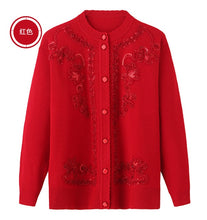 Load image into Gallery viewer, Women Cardigan Sweater 2019 Spring Autumn Middle Aged Mother Long Sleeves Knitted Coat Grandma Cardigans Tops Plus Size 4XL 1014