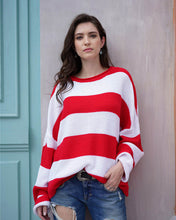 Load image into Gallery viewer, Fitshinling Striped Loose Ladies Sweater Pullover 2019 Autumn Winter New Arrival Green Jumpers Knit Sweaters Women Pull Femme
