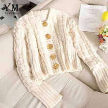 Load image into Gallery viewer, YuooMuoo Chic Women Cropped Cardigan Sweater Fall 2019 Knitwear Short Cardigan Girl Long Sleeve Twist Crochet Top Pull Femme
