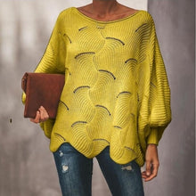 Load image into Gallery viewer, Fashion Hollow Out Women Sweaters Casual Femme Knitwear Sweaters Lantern Sleeve O Neck Loose Ruffle Women Pullover
