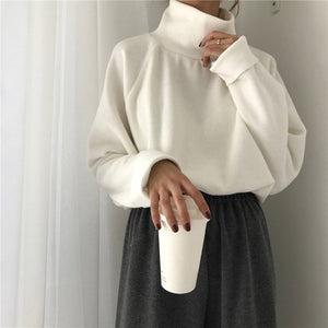 AECU11 Turtleneck sweater Knitted Jumpers Women's Sweater Casual Loose Long Sleeve jacket Crocheted Pullovers sweatshirts