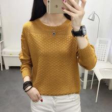 Load image into Gallery viewer, Woman sweater with round collar and loose lace hollow out FAIRY FASHION pullover in spring and autumn of 2019
