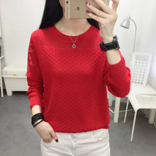 Load image into Gallery viewer, Woman sweater with round collar and loose lace hollow out FAIRY FASHION pullover in spring and autumn of 2019
