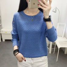 Load image into Gallery viewer, Woman sweater with round collar and loose lace hollow out FAIRY FASHION pullover in spring and autumn of 2019
