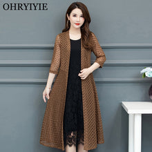 Load image into Gallery viewer, OHRYIYIE Plus Size 5XL Thin Hollow Out Cardigan Sweater Women Poncho 2020 Spring Summer Casual Long Knitted Sweaters Female Tops
