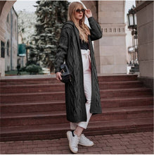 Load image into Gallery viewer, Winter Long sleeve warm cardigan female Knitting long cardigan sweater women jumper White pocket Hooded  Knitted Sweater Autumn
