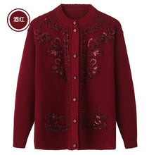 Load image into Gallery viewer, Women Cardigan Sweater 2019 Spring Autumn Middle Aged Mother Long Sleeves Knitted Coat Grandma Cardigans Tops Plus Size 4XL 1014
