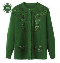 Load image into Gallery viewer, Women Cardigan Sweater 2019 Spring Autumn Middle Aged Mother Long Sleeves Knitted Coat Grandma Cardigans Tops Plus Size 4XL 1014
